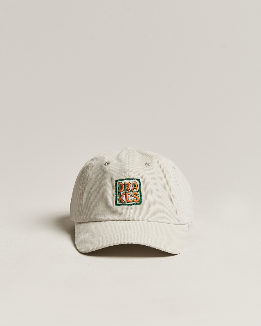 Uomini | Drake's Square Font Cord Baseball Cap Silver Grey | Drake's | Square Font Cord Baseball Cap Silver Grey