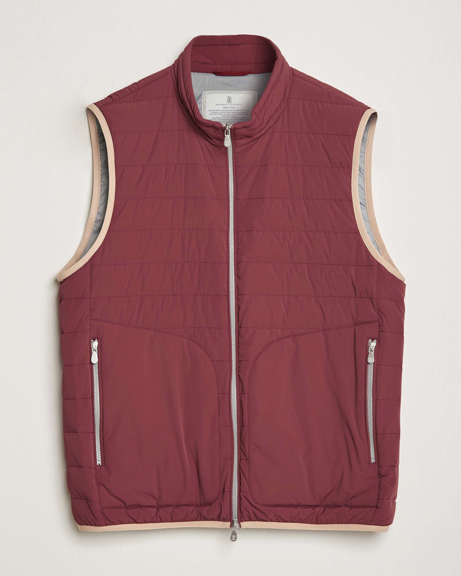 Uomini | Giacche | Brunello Cucinelli | Nylon Down Vest Burgundy