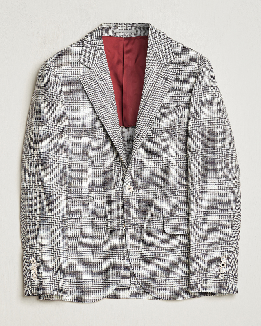 Uomini | Blazers | Brunello Cucinelli | Prince Of Wales Check Blazer Pearl Grey