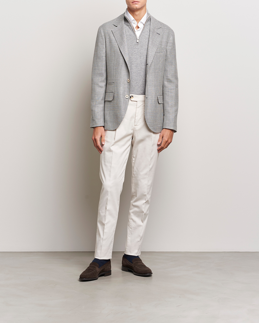 Uomini | Blazers | Brunello Cucinelli | Prince Of Wales Check Blazer Pearl Grey