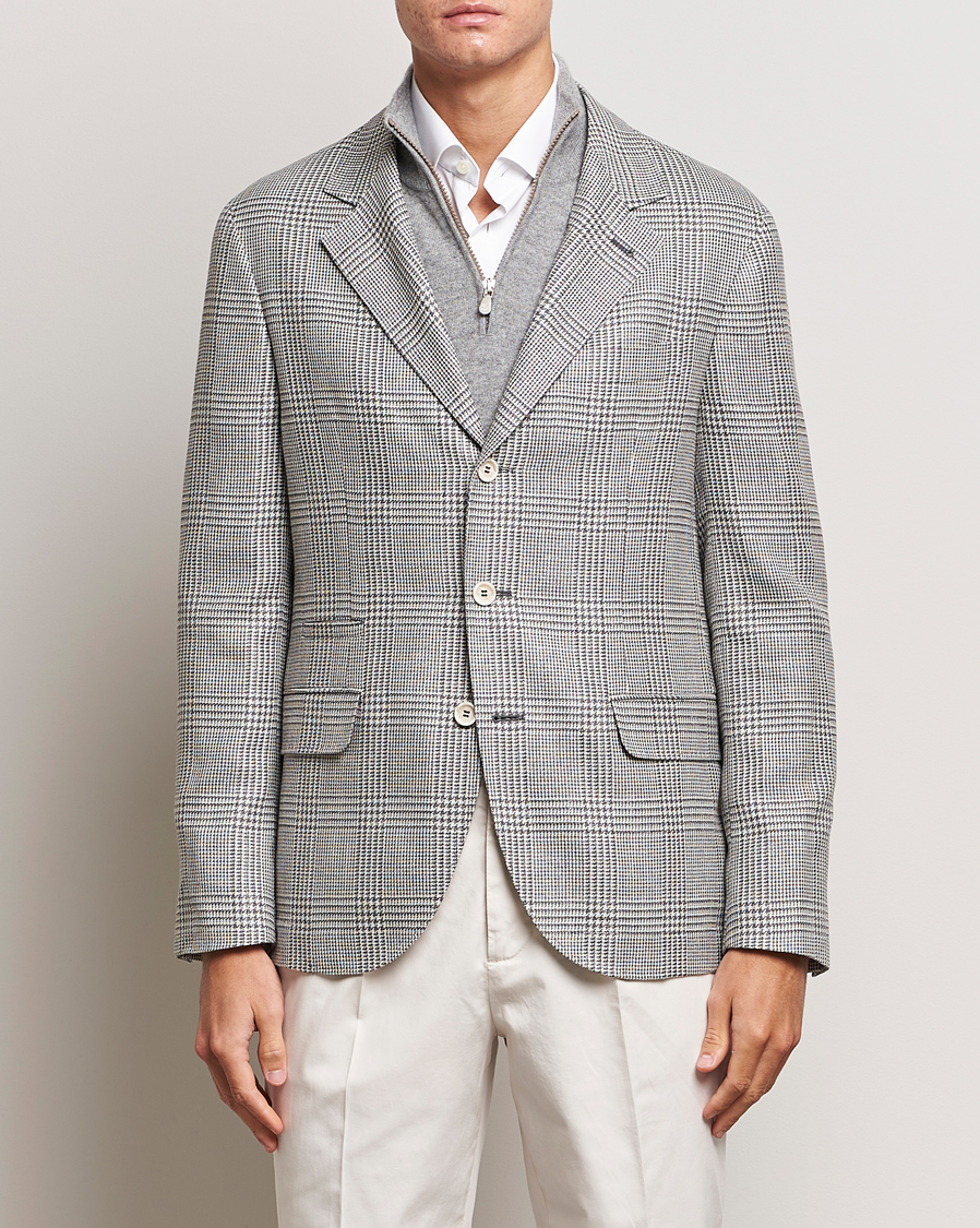 Uomini | Blazers | Brunello Cucinelli | Prince Of Wales Check Blazer Pearl Grey