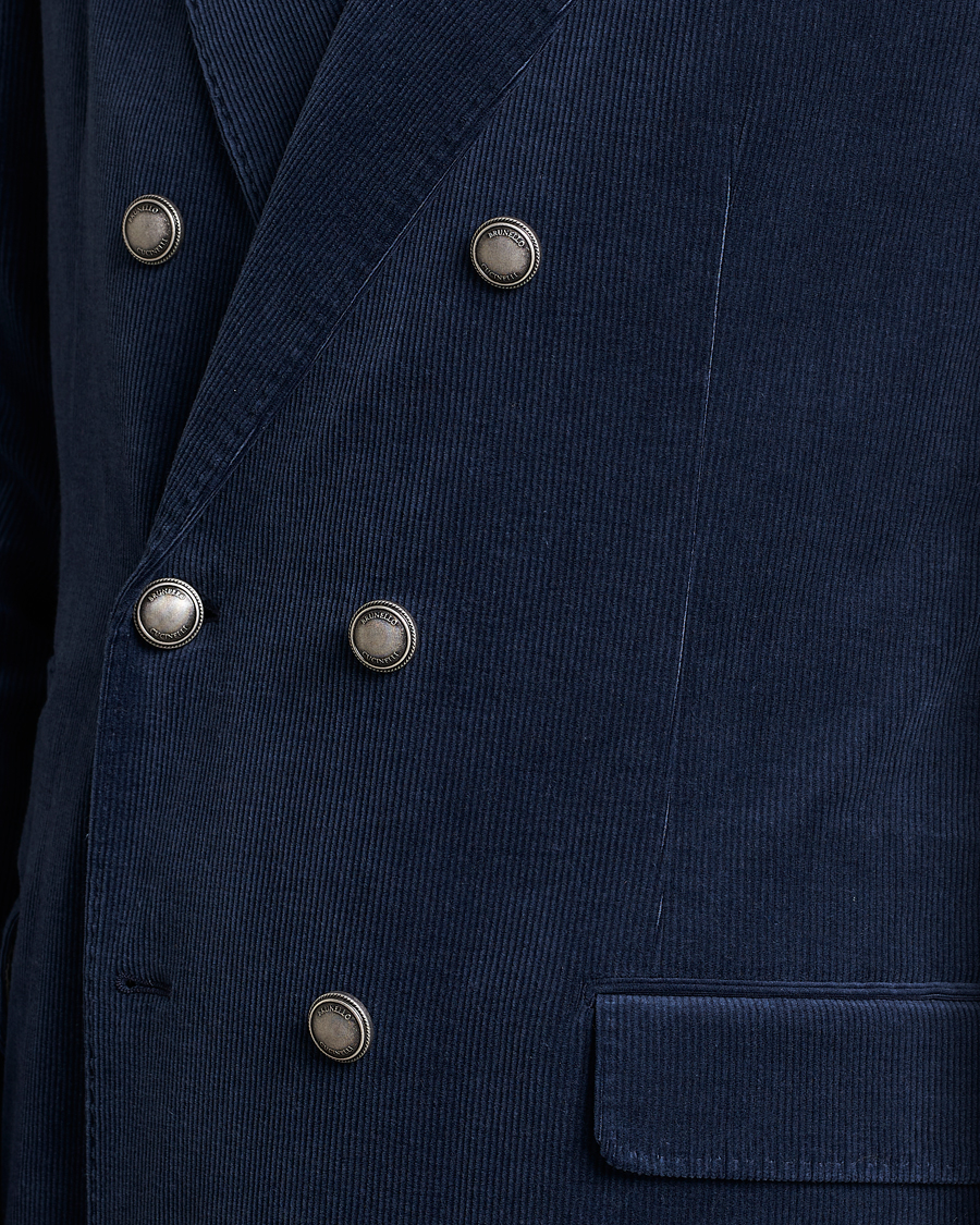 Uomini | Blazers | Brunello Cucinelli | Double Breasted Corduroy Blazer Royal Blue