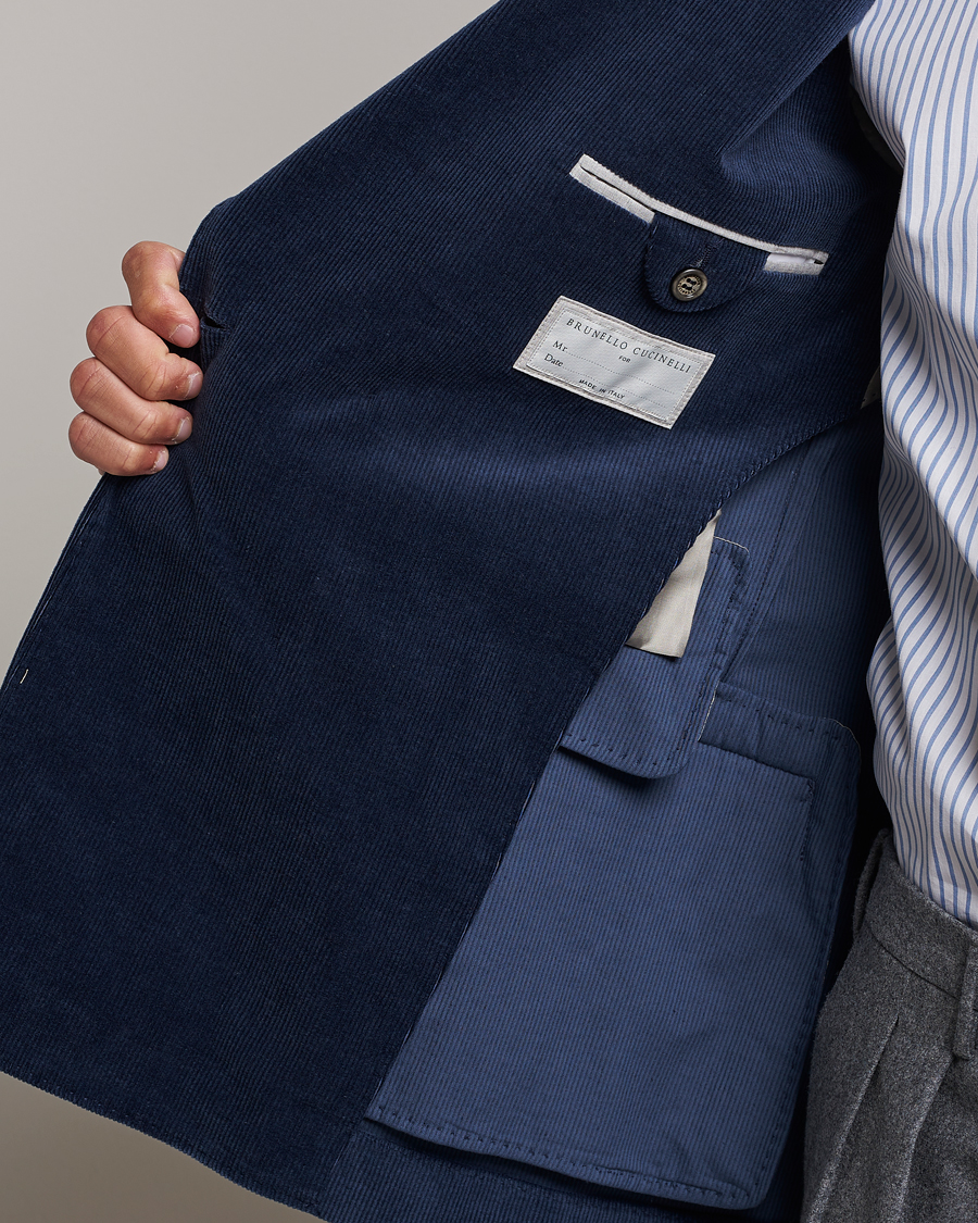Uomini | Blazers | Brunello Cucinelli | Double Breasted Corduroy Blazer Royal Blue
