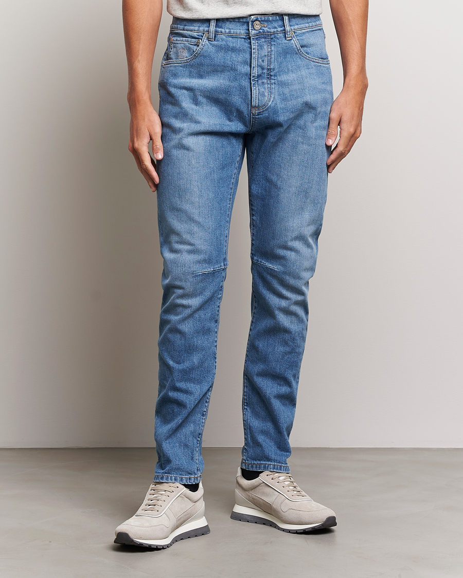 Uomini | Jeans | Brunello Cucinelli | Leisure Fit Jeans Medium Blue Wash