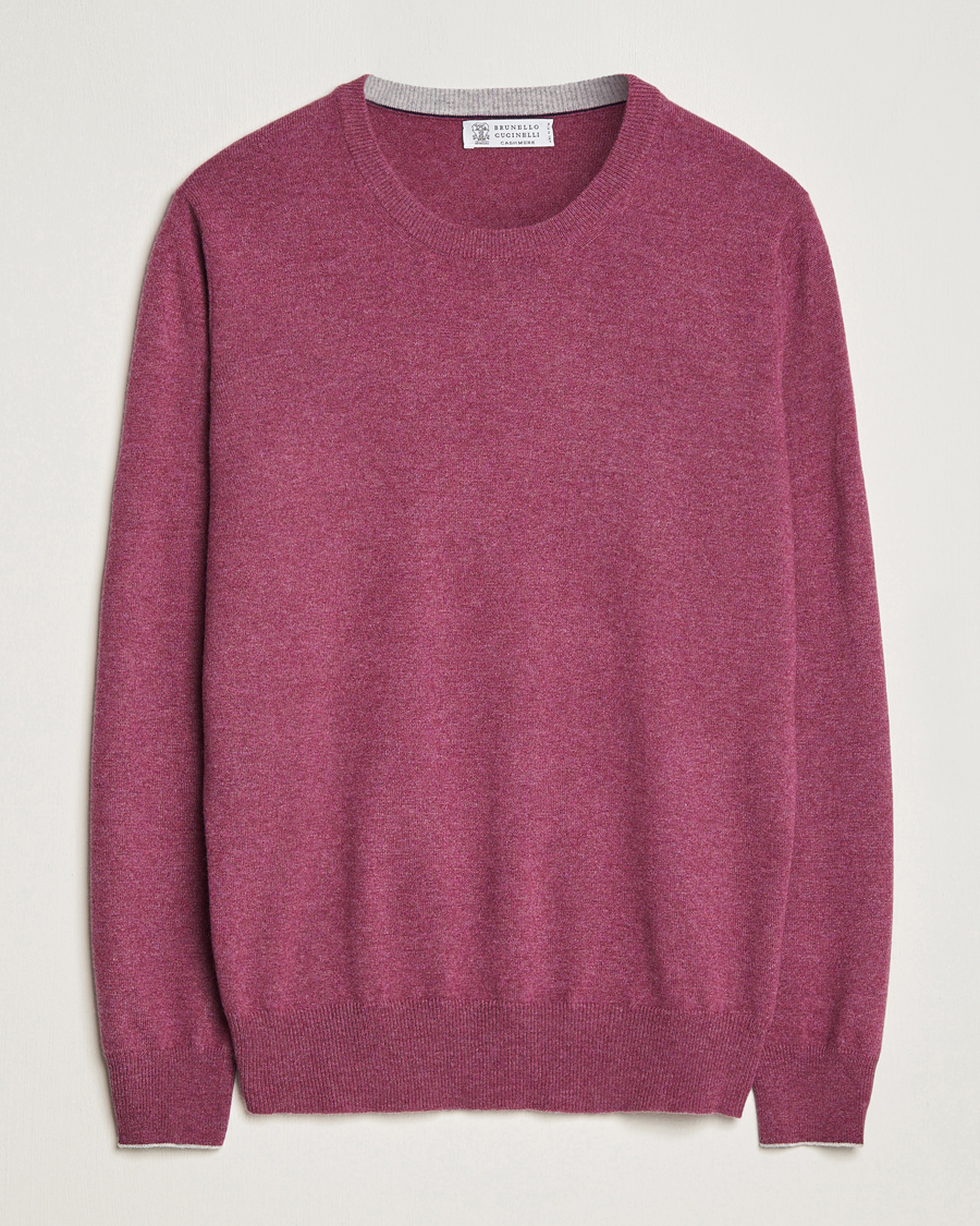 Uomini | Maglieria | Brunello Cucinelli | 2 Ply Cashmere Pullover Burgundy