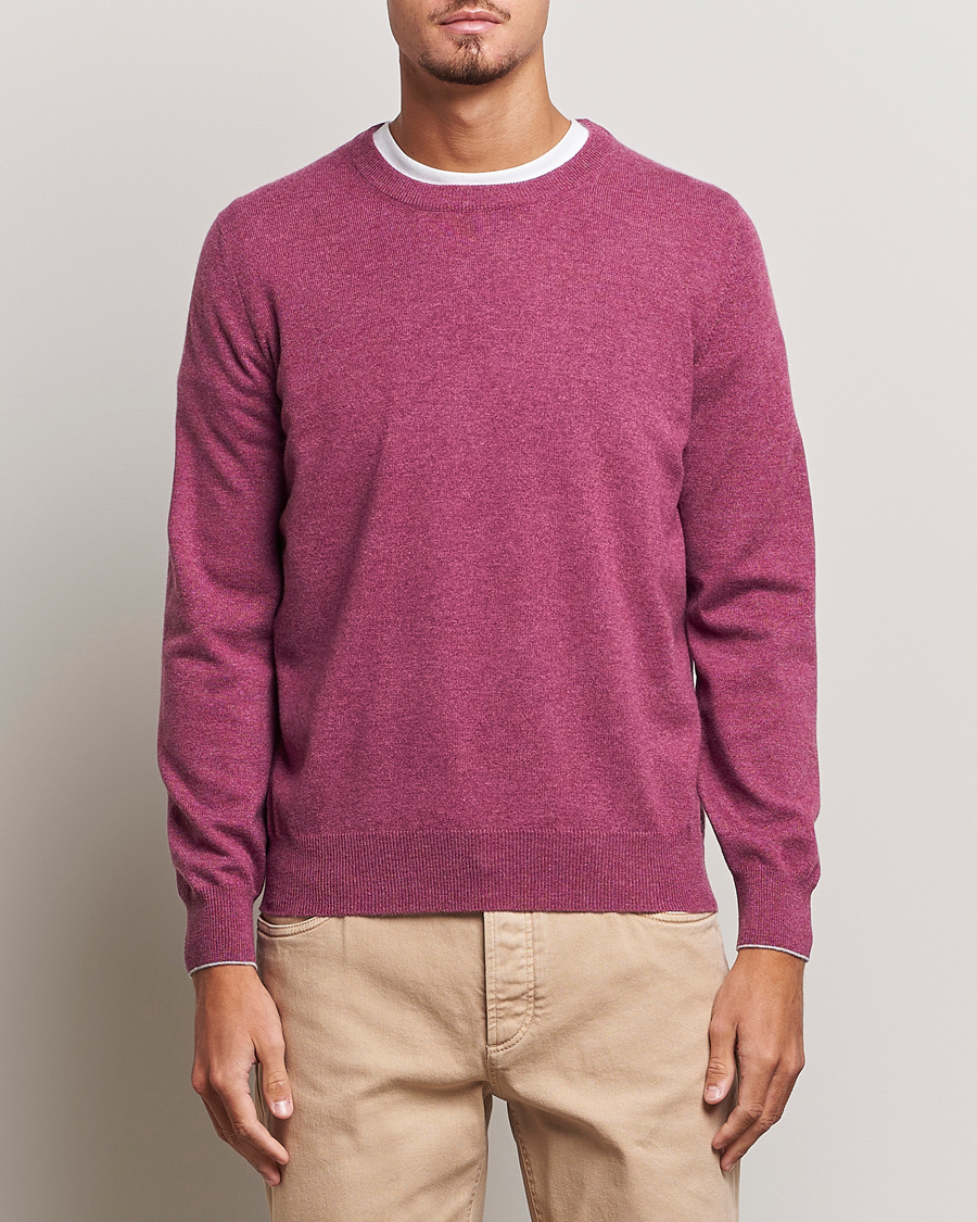 Uomini | Maglieria | Brunello Cucinelli | 2 Ply Cashmere Pullover Burgundy
