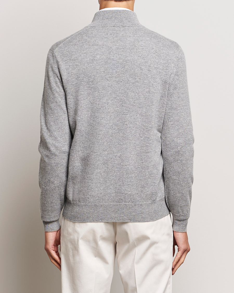 Uomini | Maglieria | Brunello Cucinelli | 2 Ply Cashmere Half Zip Light Grey