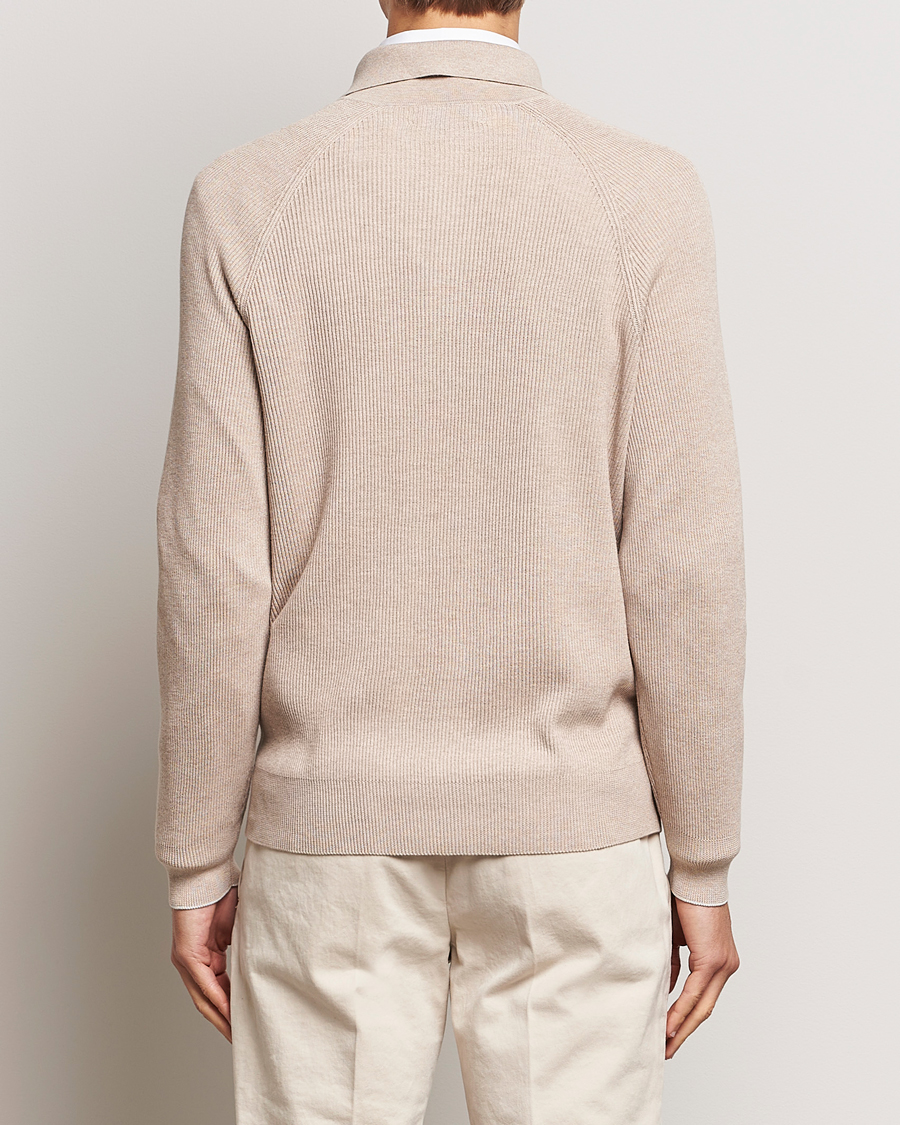 Uomini | Maglieria | Brunello Cucinelli | Long Sleeve Knitted Polo Light Beige