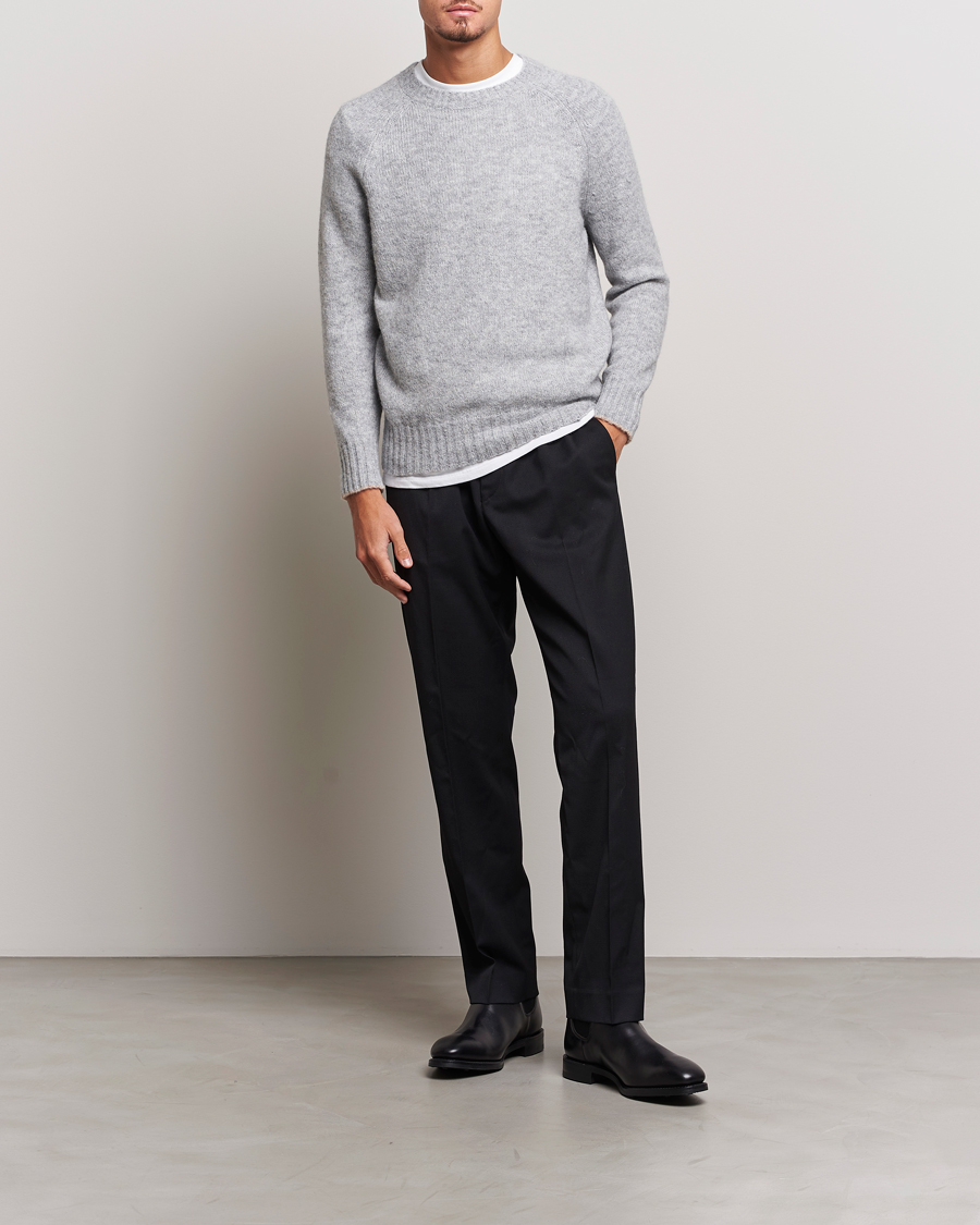 Uomini | Maglieria | Brunello Cucinelli | Fluffy Crew Neck Sweater Light Grey