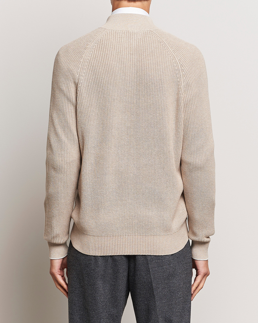 Uomini | Maglieria | Brunello Cucinelli | Rib Wool Zip Cardigan Light Beige