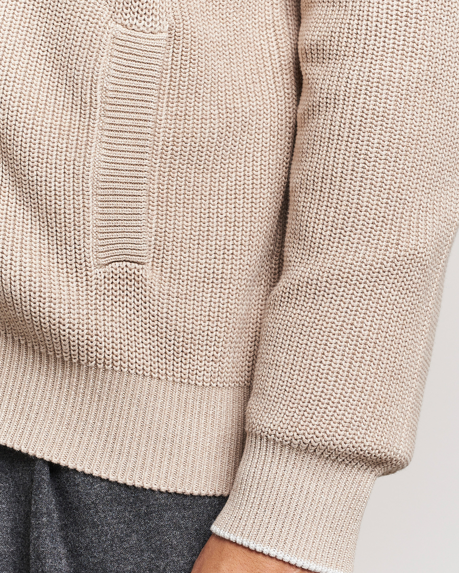 Uomini | Maglieria | Brunello Cucinelli | Rib Wool Zip Cardigan Light Beige