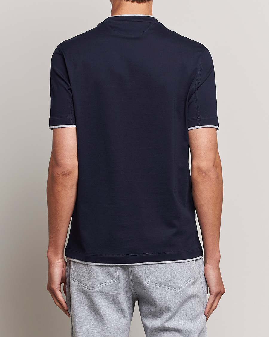 Uomini | T-shirt | Brunello Cucinelli | Short Sleeve Logo T-Shirt Navy