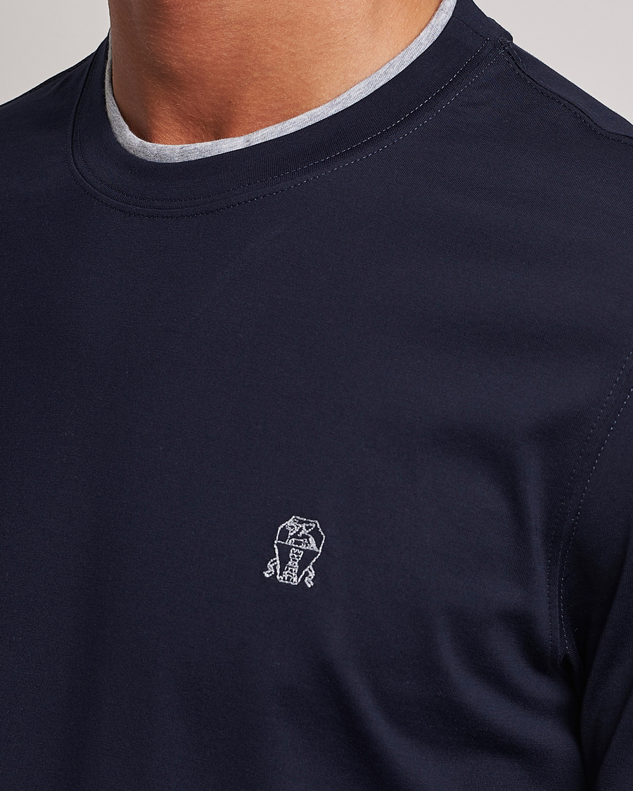Uomini | T-shirt | Brunello Cucinelli | Short Sleeve Logo T-Shirt Navy