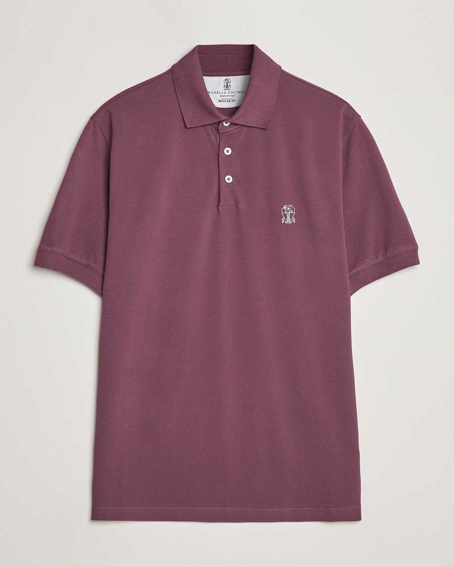 Uomini | Polo | Brunello Cucinelli | Short Sleeve Logo Polo Burgundy