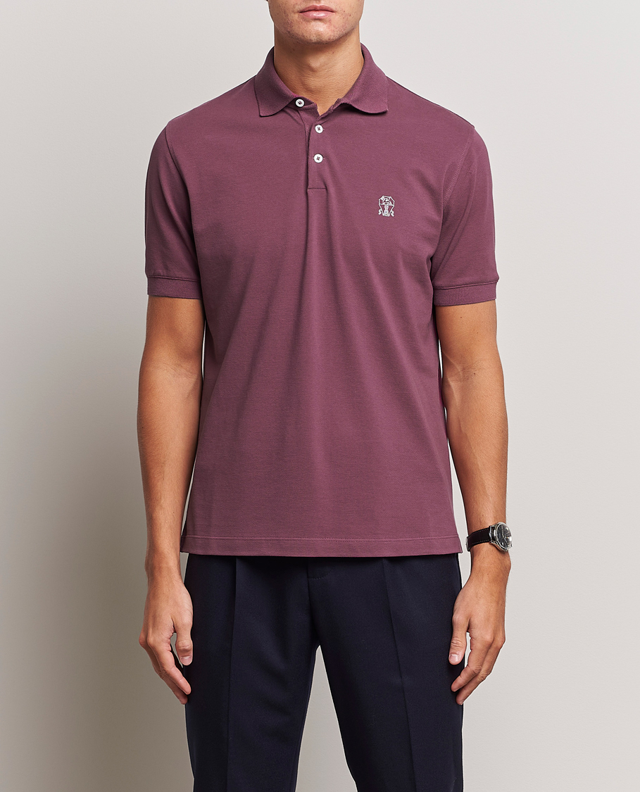 Uomini | Polo | Brunello Cucinelli | Short Sleeve Logo Polo Burgundy