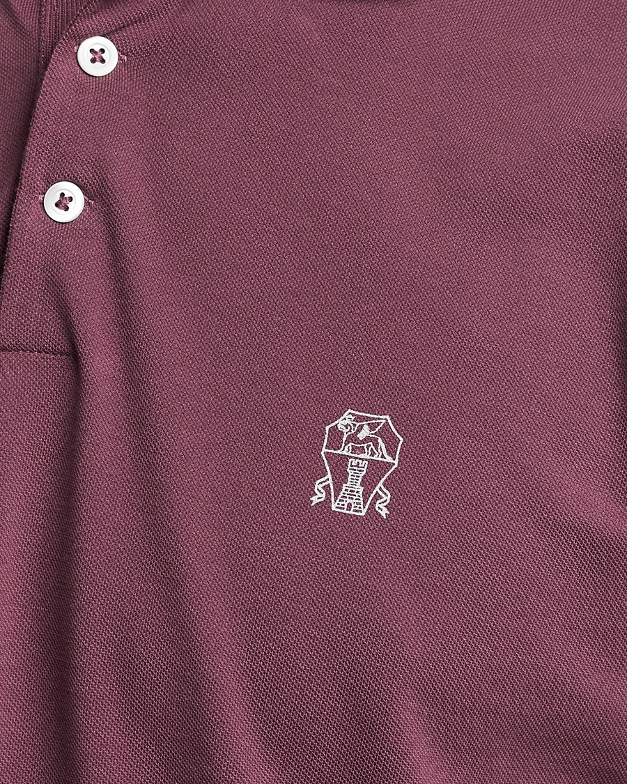 Uomini | Polo | Brunello Cucinelli | Short Sleeve Logo Polo Burgundy