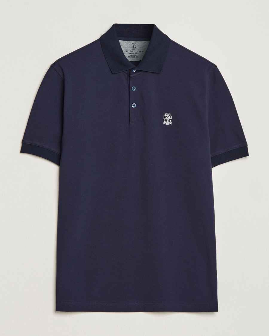 Uomini | Polo | Brunello Cucinelli | Short Sleeve Logo Polo Dark Blue