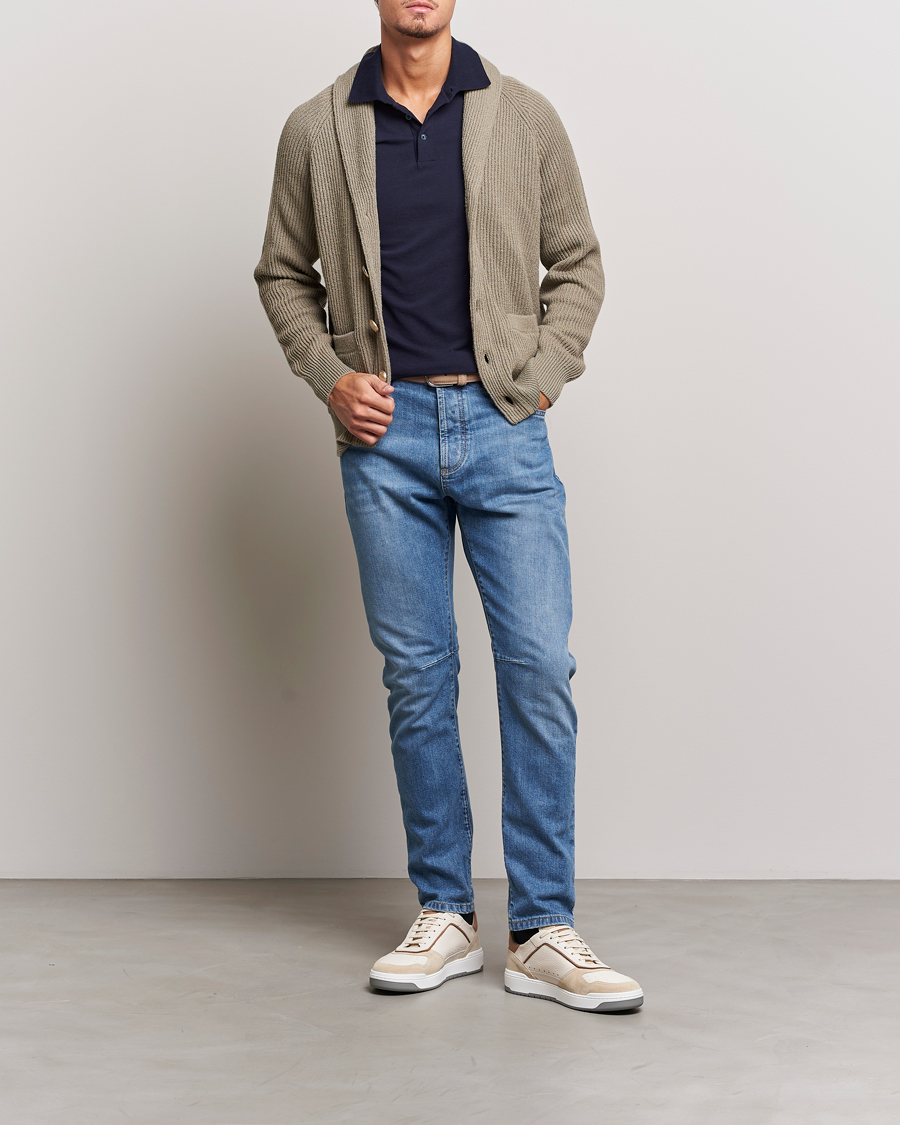 Uomini | Polo | Brunello Cucinelli | Short Sleeve Logo Polo Dark Blue