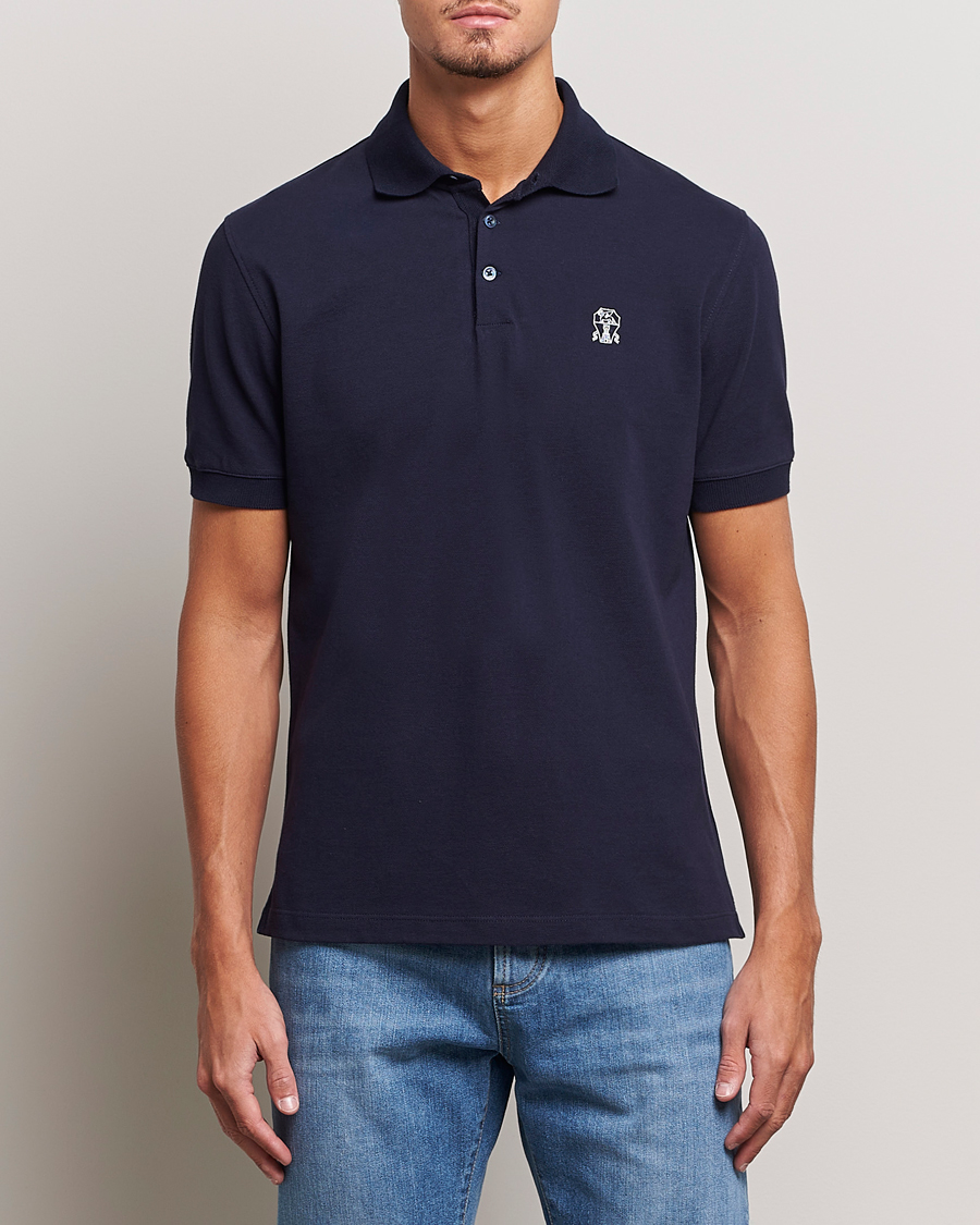 Uomini | Polo | Brunello Cucinelli | Short Sleeve Logo Polo Dark Blue