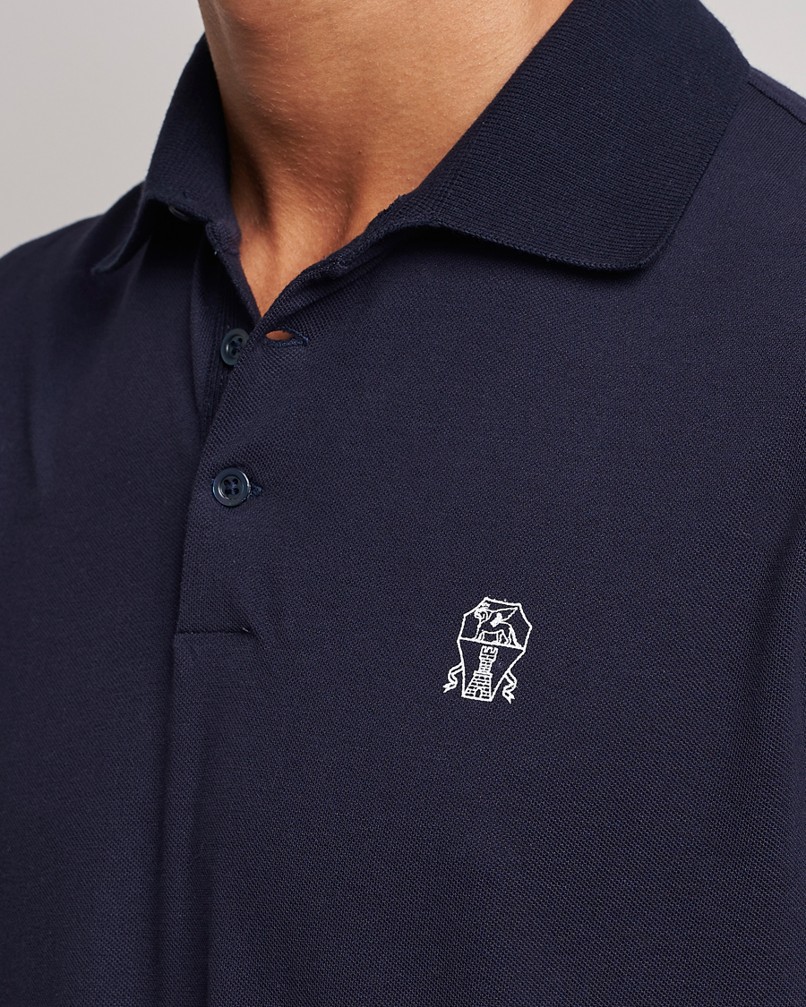Uomini | Polo | Brunello Cucinelli | Short Sleeve Logo Polo Dark Blue
