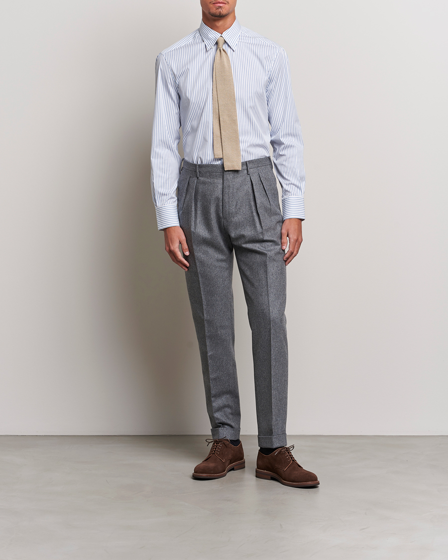 Uomini | Camicie | Brunello Cucinelli | Slim Fit Button Down Shirt Light Blue Stripe