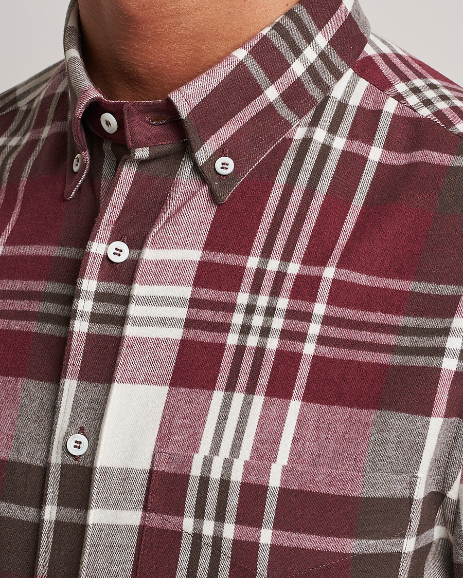 Uomini | Camicie | Brunello Cucinelli | Slim Fit Button Down Madras Shirt Burgundy