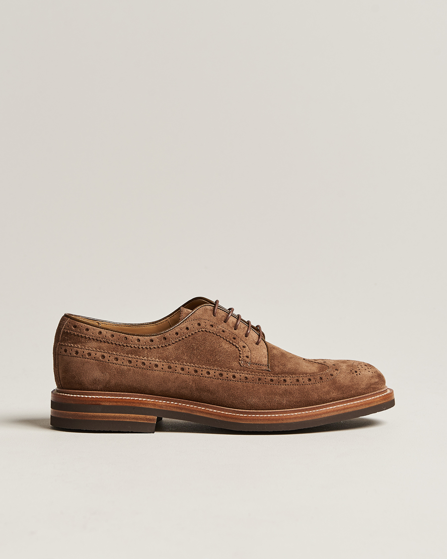 Uomini | Brunello Cucinelli Plain Toe Derby Brown Suede | Brunello Cucinelli | Plain Toe Derby Brown Suede