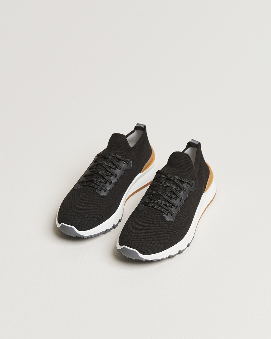 Uomini | Brunello Cucinelli Flannel Running Sneakers Black | Brunello Cucinelli | Flannel Running Sneakers Black