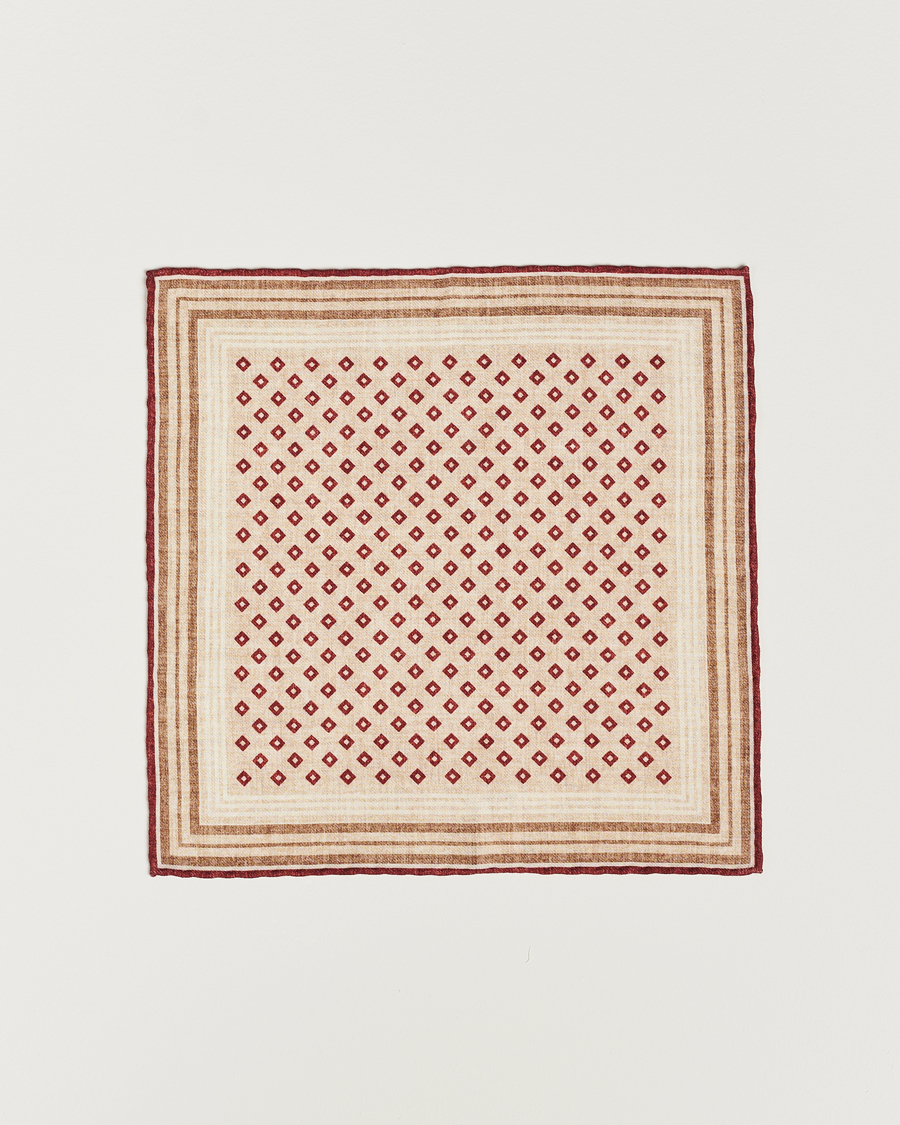 Uomini | Brunello Cucinelli Wool Pocket Square Burgundy/Beige | Brunello Cucinelli | Wool Pocket Square Burgundy/Beige