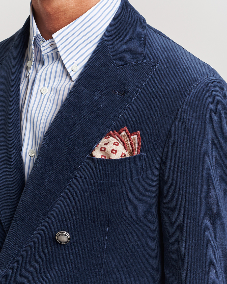 Uomini | Brunello Cucinelli Wool Pocket Square Burgundy/Beige | Brunello Cucinelli | Wool Pocket Square Burgundy/Beige