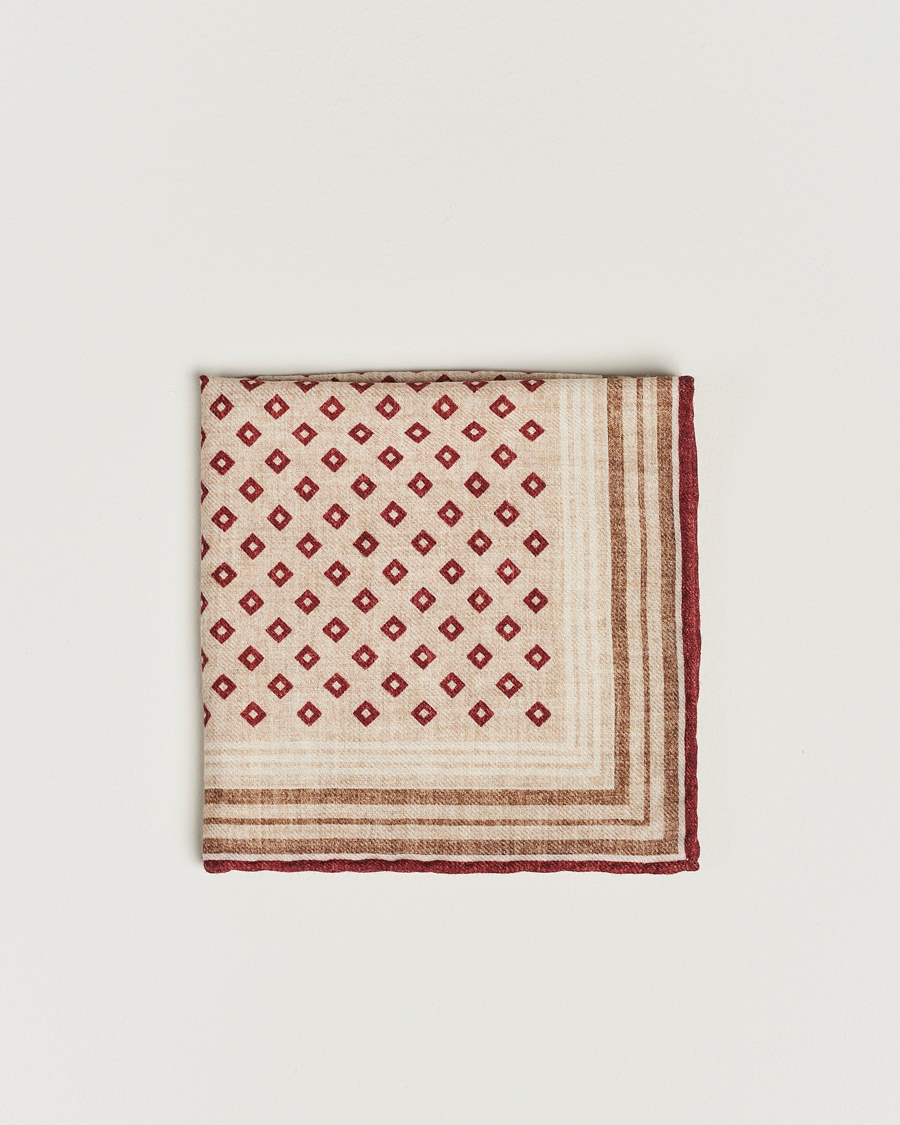 Uomini | Brunello Cucinelli Wool Pocket Square Burgundy/Beige | Brunello Cucinelli | Wool Pocket Square Burgundy/Beige