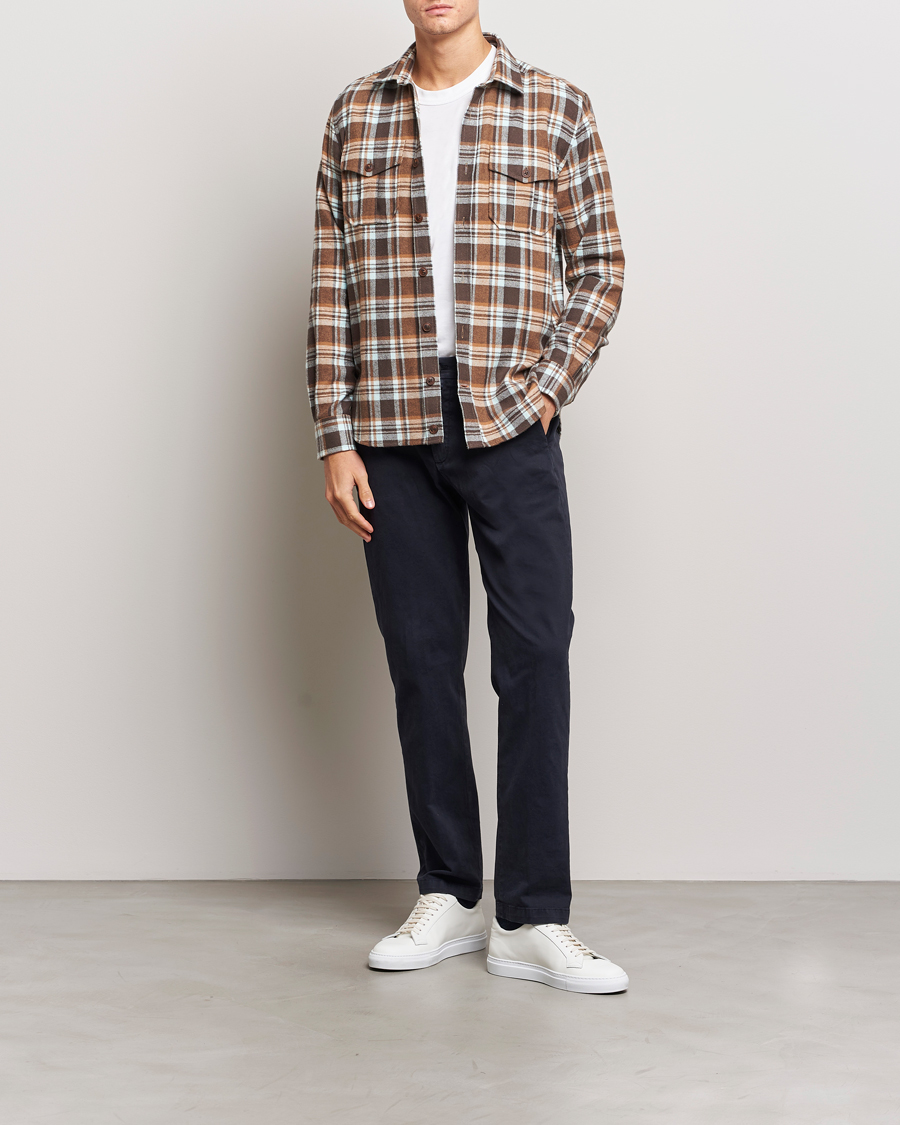 Uomini | Camicie | Morris | Tartan Shirt Classic Fit Camel