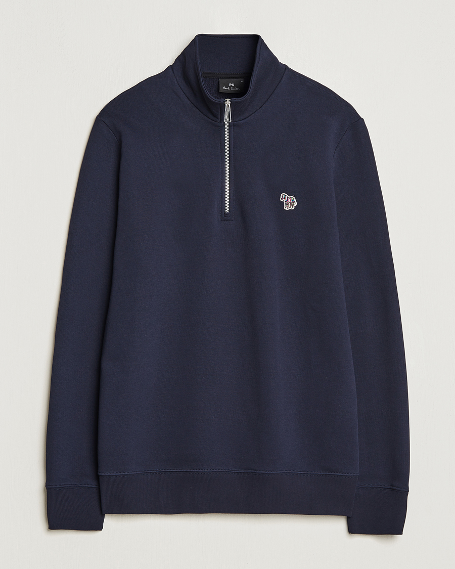 Uomini | Maglieria | PS Paul Smith | Zebra Organic Cotton Sweat Half Zip Navy
