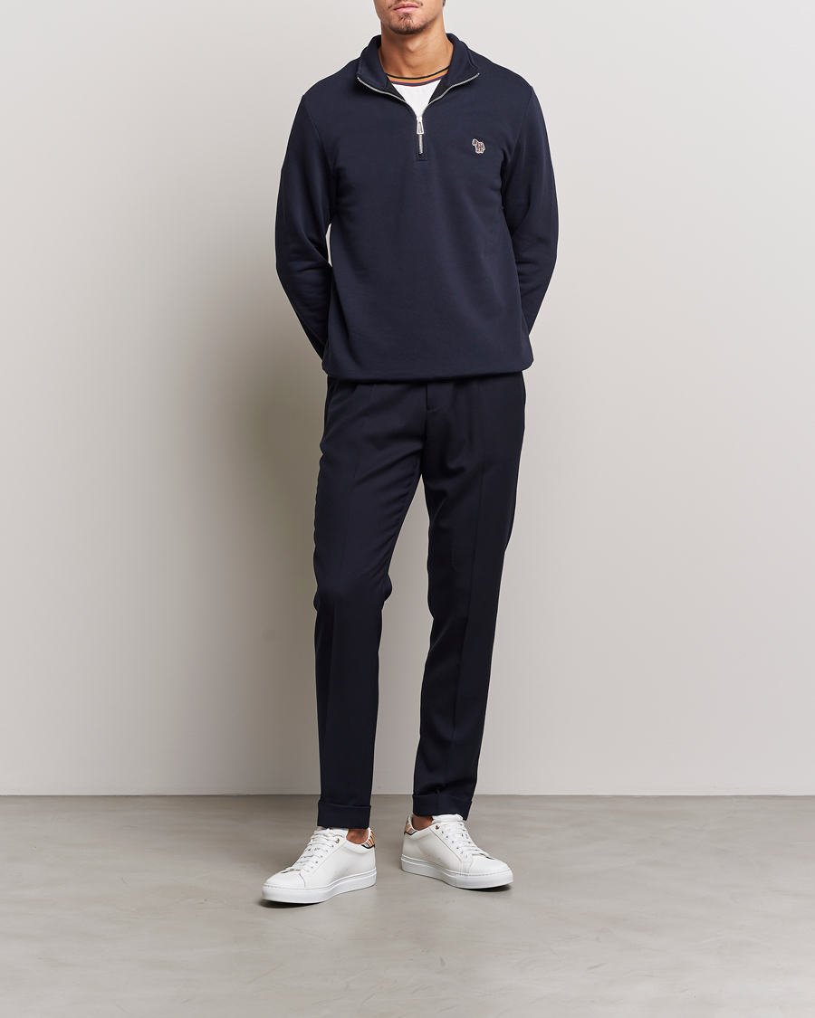 Uomini | Maglieria | PS Paul Smith | Zebra Organic Cotton Sweat Half Zip Navy