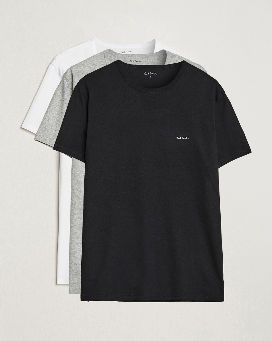 Uomini | T-shirt | Paul Smith | 3-Pack Crew Neck T-Shirt Black/Grey/White