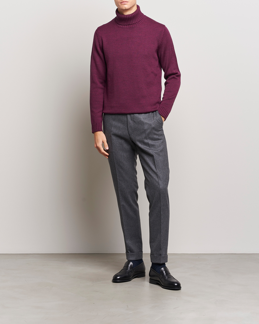 Uomini | Maglieria | Zanone | Virgin Merino Wool Rollneck Burgundy