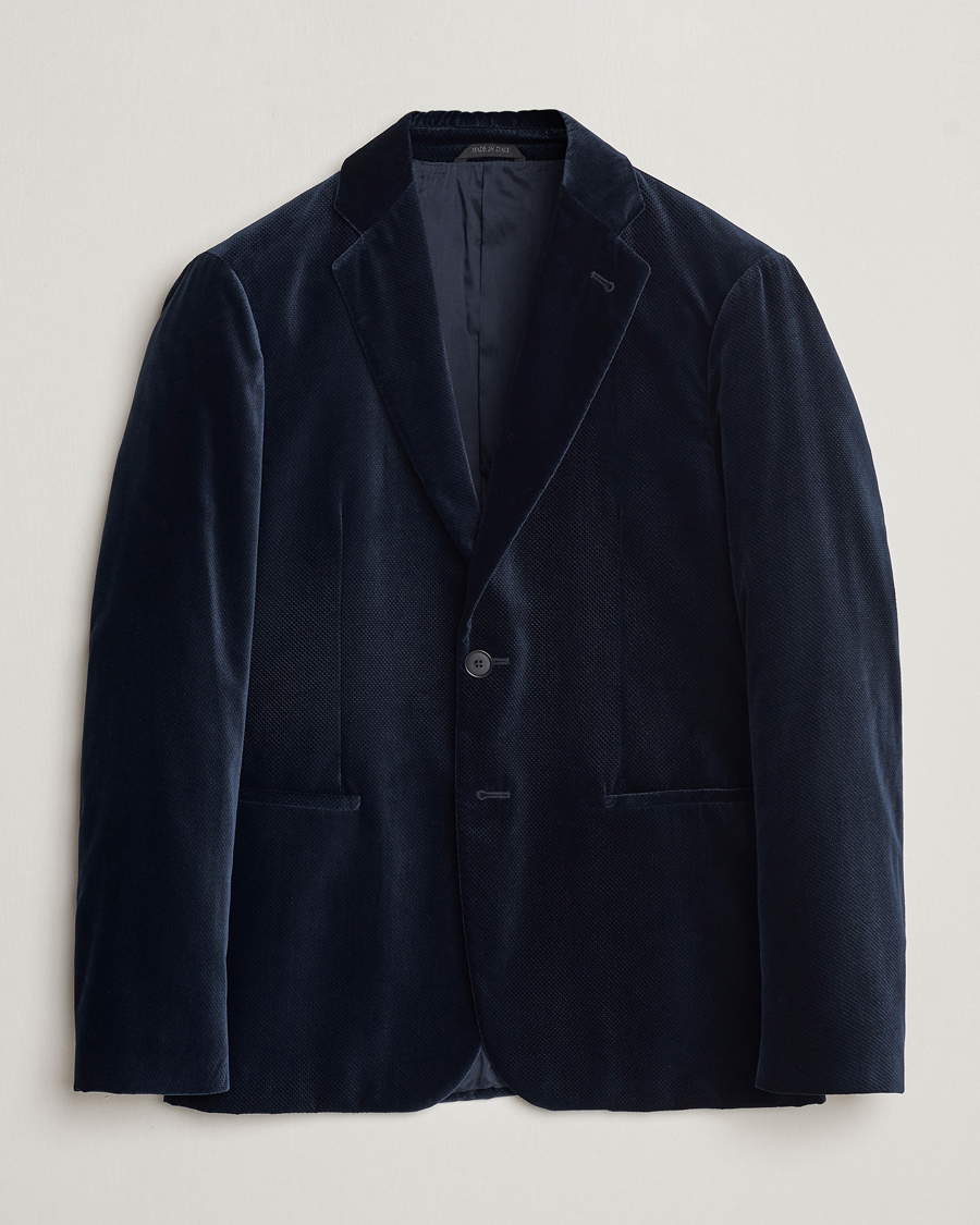 Uomini | Blazers | Giorgio Armani | Velvet Micro Blazer Navy