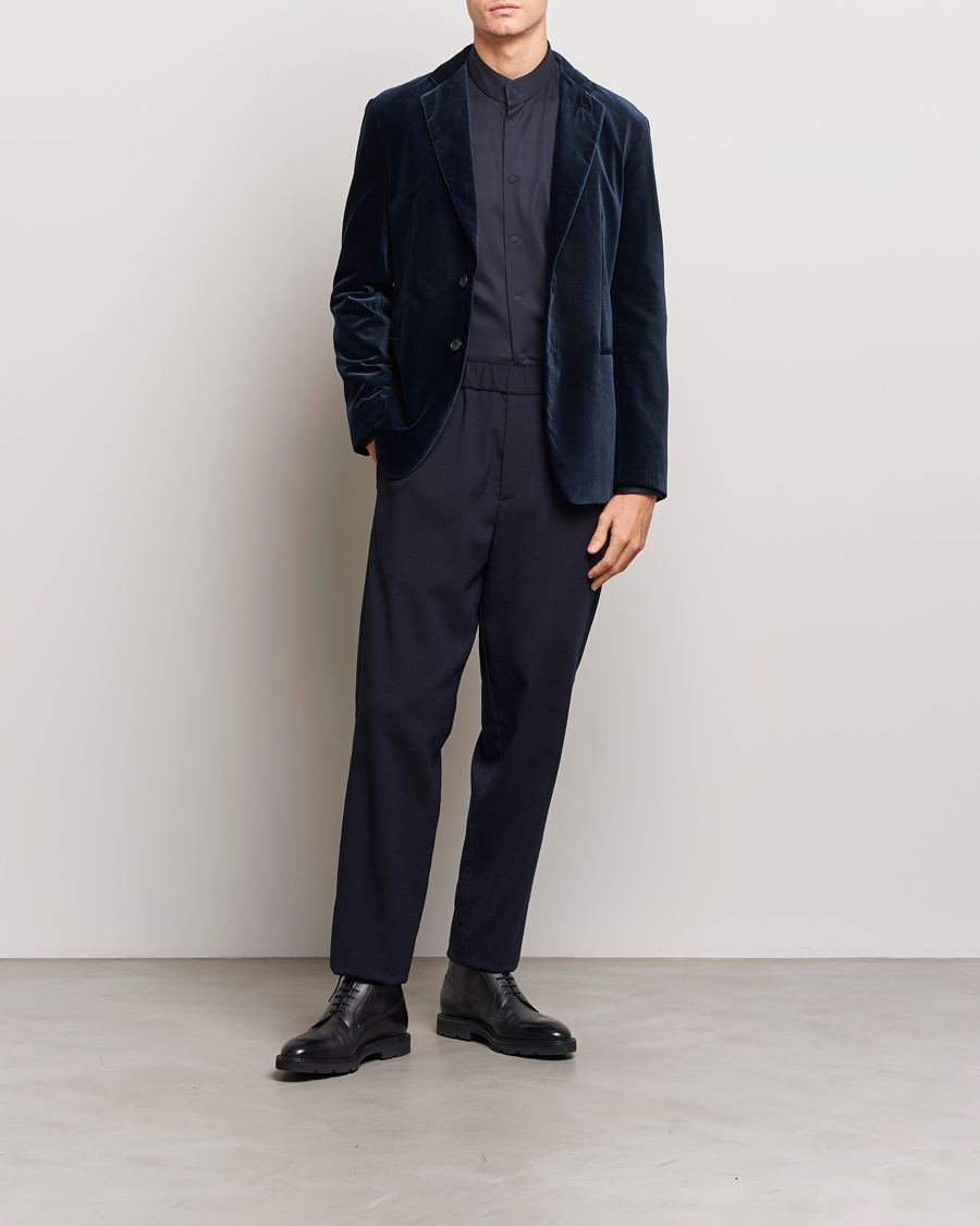 Uomini | Blazers | Giorgio Armani | Velvet Micro Blazer Navy
