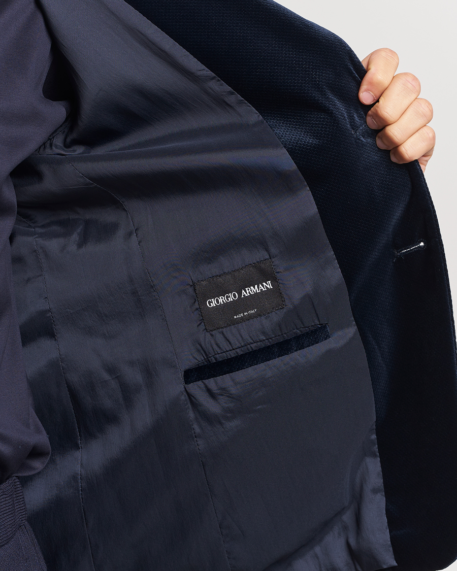 Uomini | Blazers | Giorgio Armani | Velvet Micro Blazer Navy