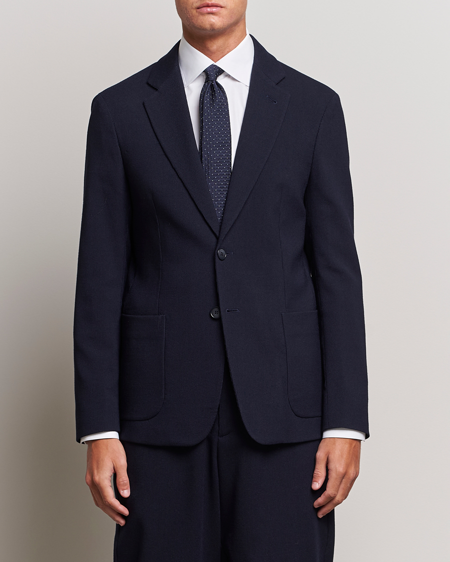 Uomini | Blazers | Giorgio Armani | Wool Stretch Blazer Navy