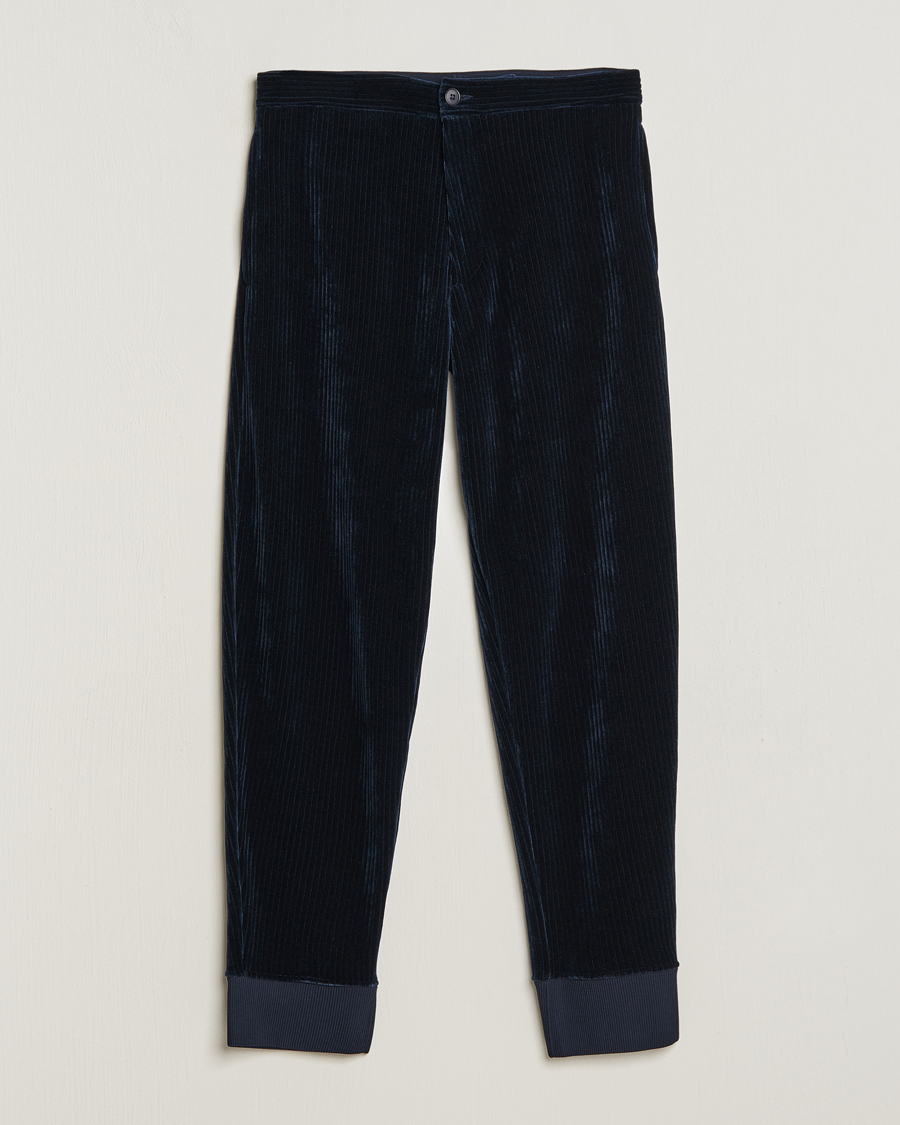 Uomini | Pantaloni | Giorgio Armani | Jersey Corduroy Pants Navy
