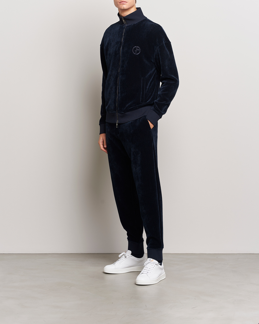 Uomini | Pantaloni | Giorgio Armani | Jersey Corduroy Pants Navy