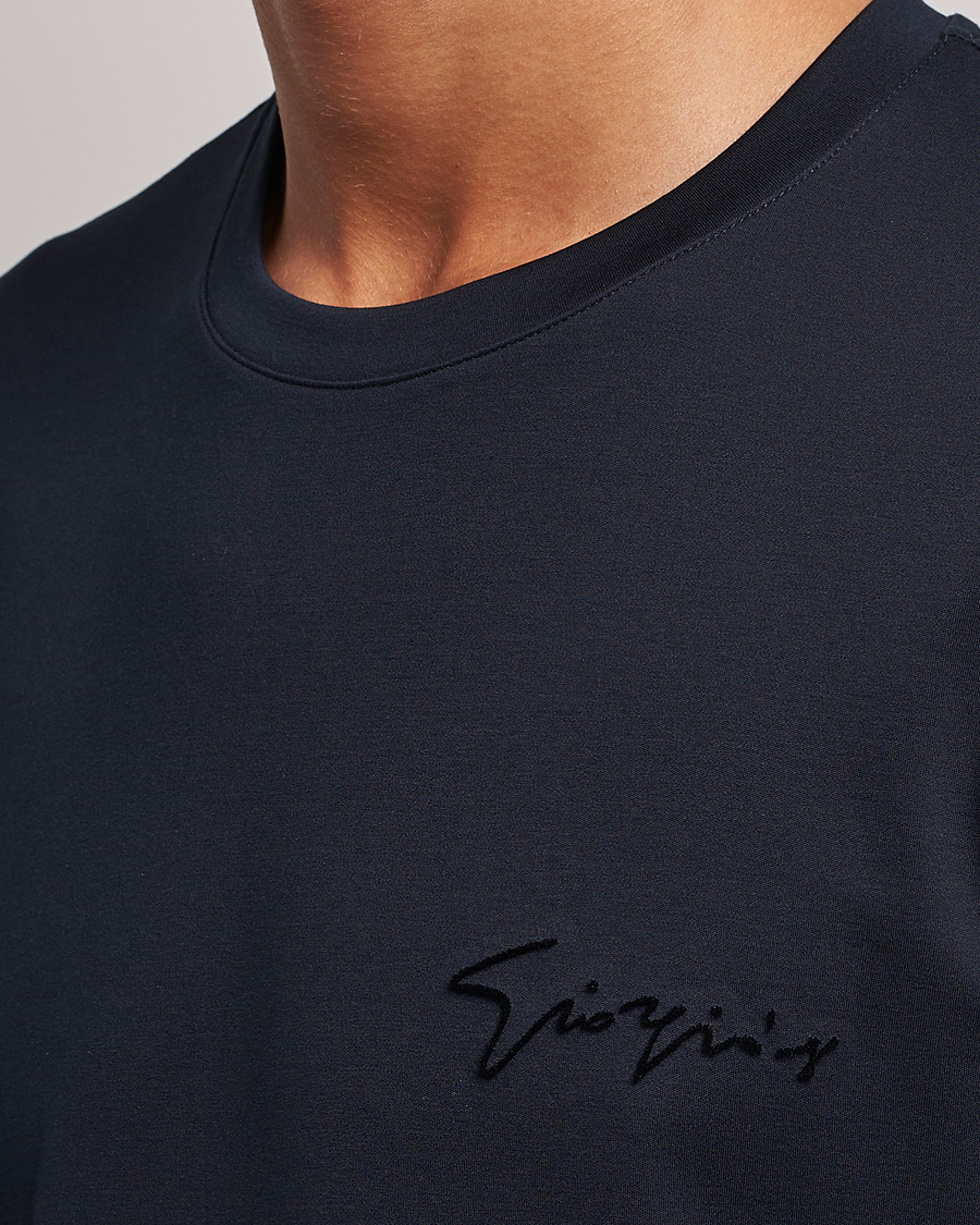 Uomini | T-shirt | Giorgio Armani | Embroidered Signature T-Shirt Navy