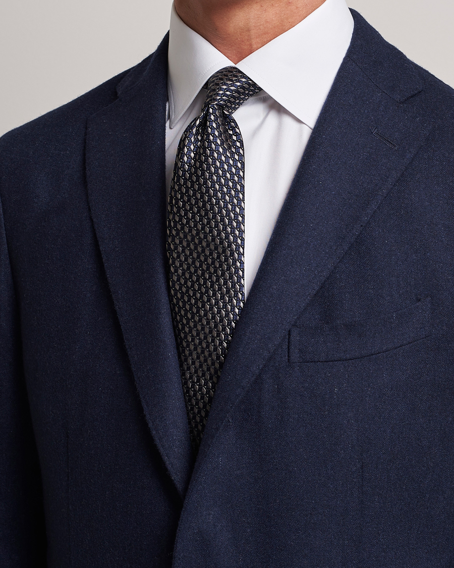 Uomini | Giorgio Armani Jacquard Silk Tie Navy/Grey | Giorgio Armani | Jacquard Silk Tie Navy/Grey