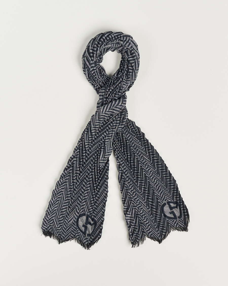 Uomini | Giorgio Armani Cashmere Chevron Scarf Navy/Grey | Giorgio Armani | Cashmere Chevron Scarf Navy/Grey