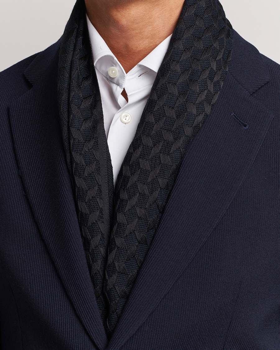 Uomini | Giorgio Armani Wool/Silk Monogram Scarf Navy | Giorgio Armani | Wool/Silk Monogram Scarf Navy
