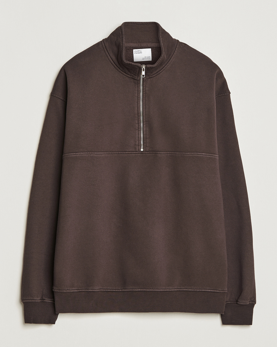 Uomini | Maglieria | Colorful Standard | Classic Organic Half-Zip Coffee Brown