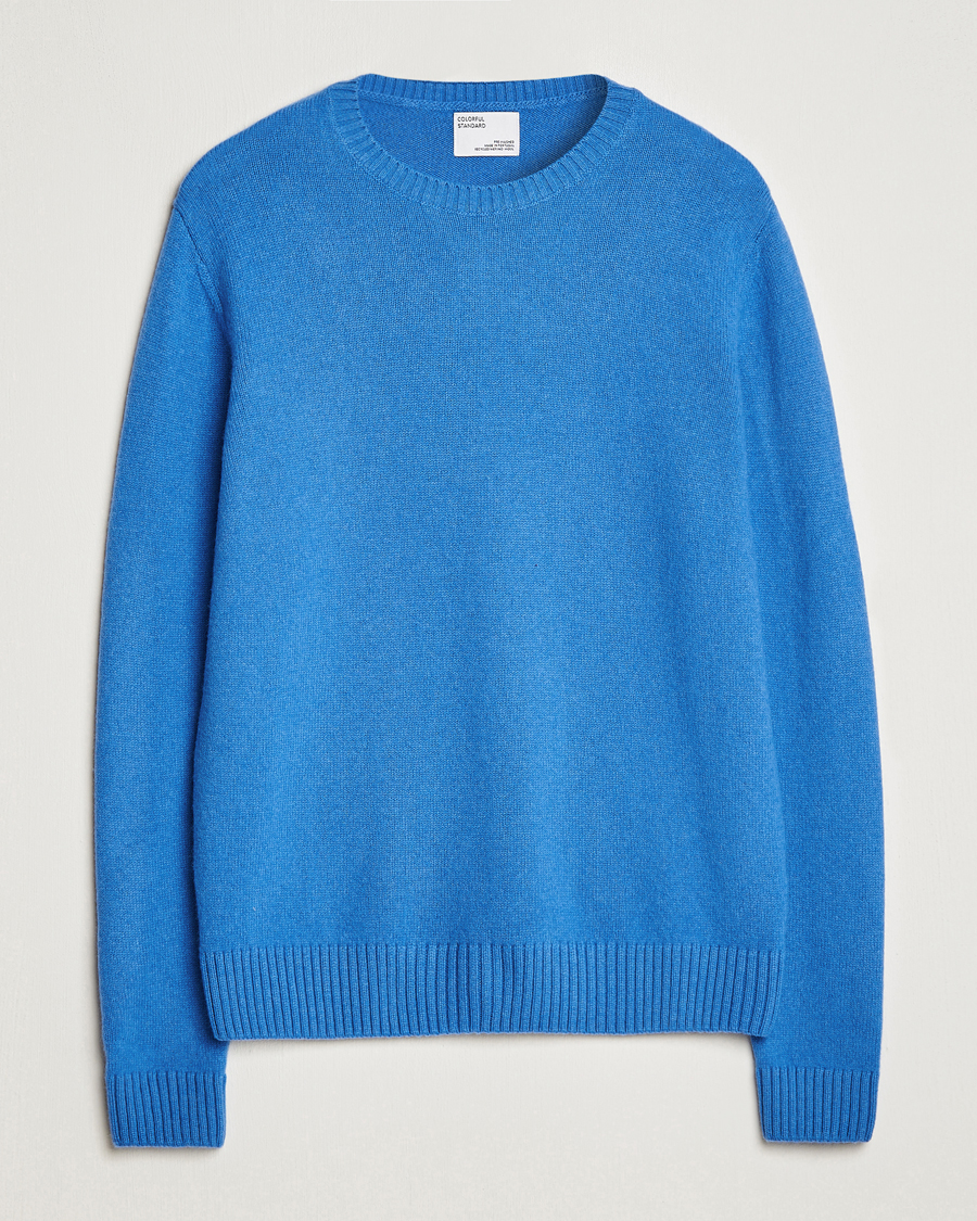 Uomini | Maglieria | Colorful Standard | Classic Merino Wool Crew Neck Pacific Blue