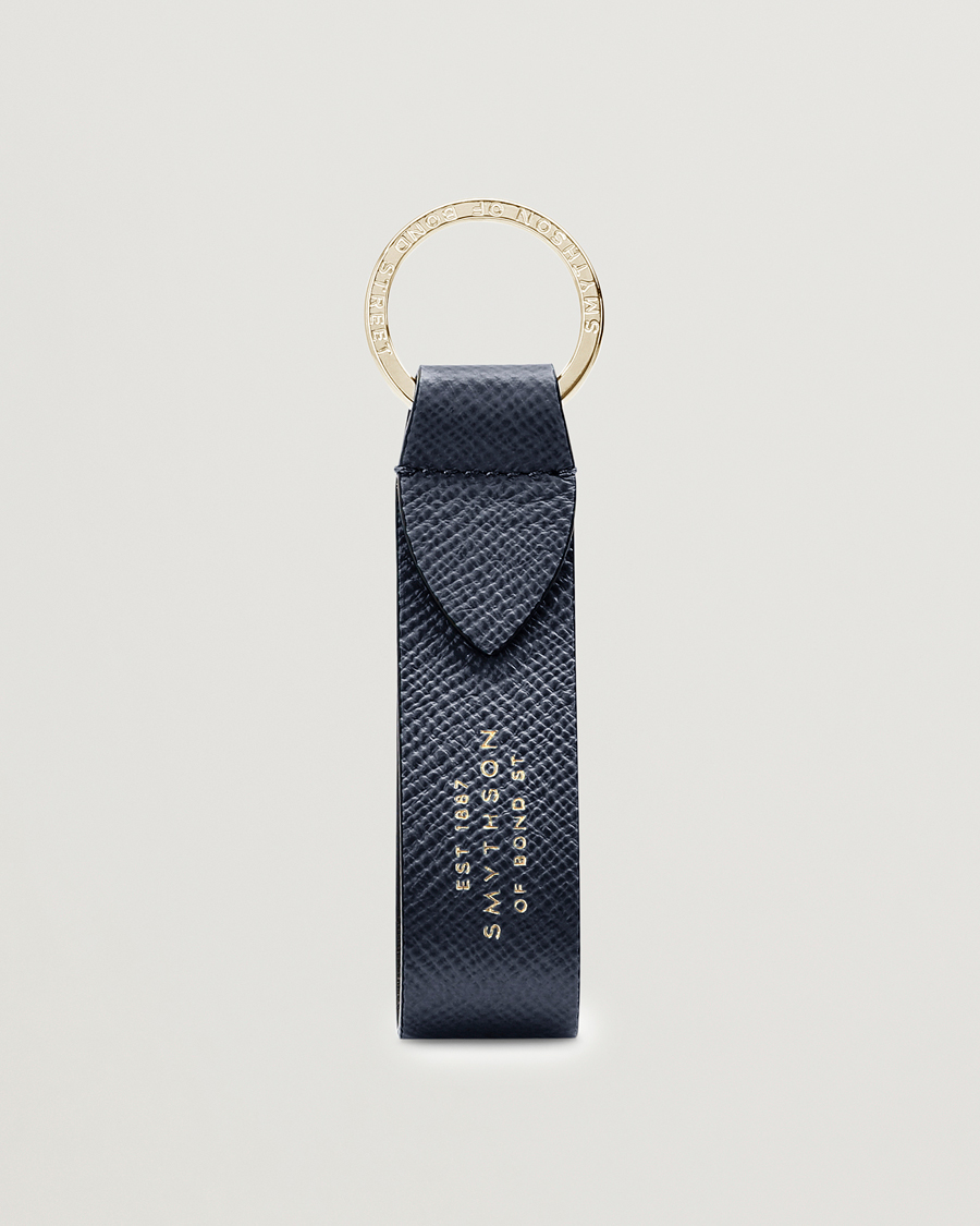 Uomini | Portachiavi | Smythson | Panama Leather Keyring Navy