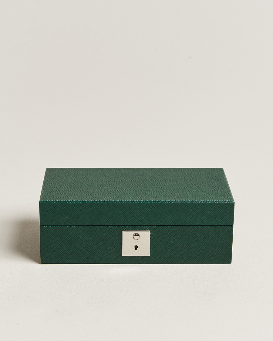 Uomini | Smythson Panama Lockable Watch And Cufflink Box Forest Green | Smythson | Panama Lockable Watch And Cufflink Box Forest Green